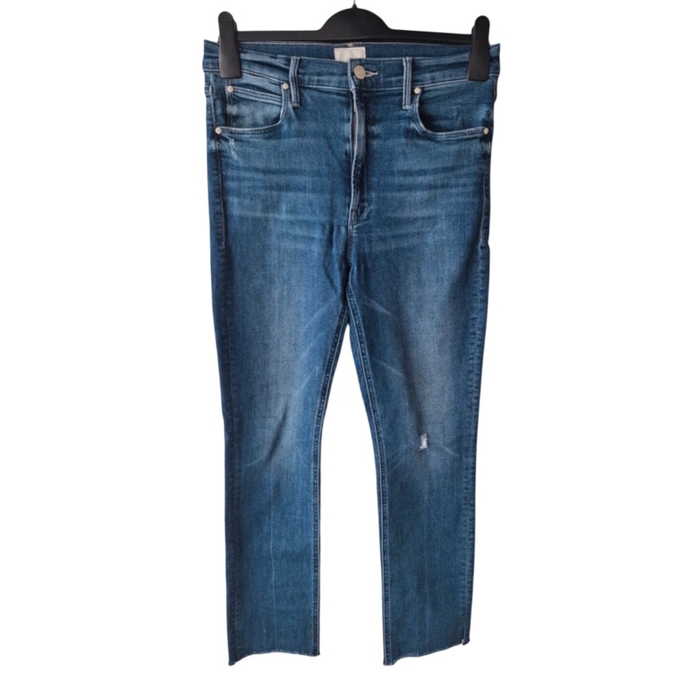 Mother The Dazzler Hoover Jeans Womens Size 28 Denim Getalongs Straight Raw Hem